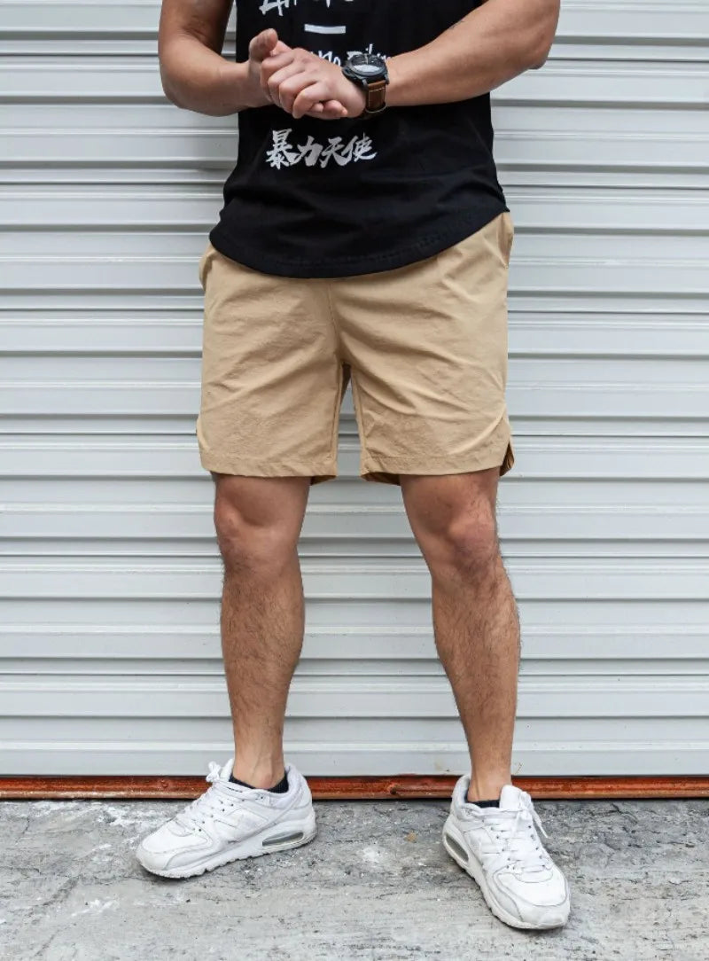 Summer new Men Light Weight Thin Short Pants Running Squat Fitness Shorts Men GYM Wear Quick-drying Beach Drawstring Shorts