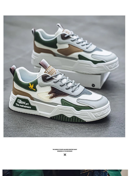 2024 Autumn New Casual Sports Shoes Men's Leather Low-Top Fashion Trend Easiest for Match Running Shoes Men's Skateboard Shoes Suitable for Outdoor Sports