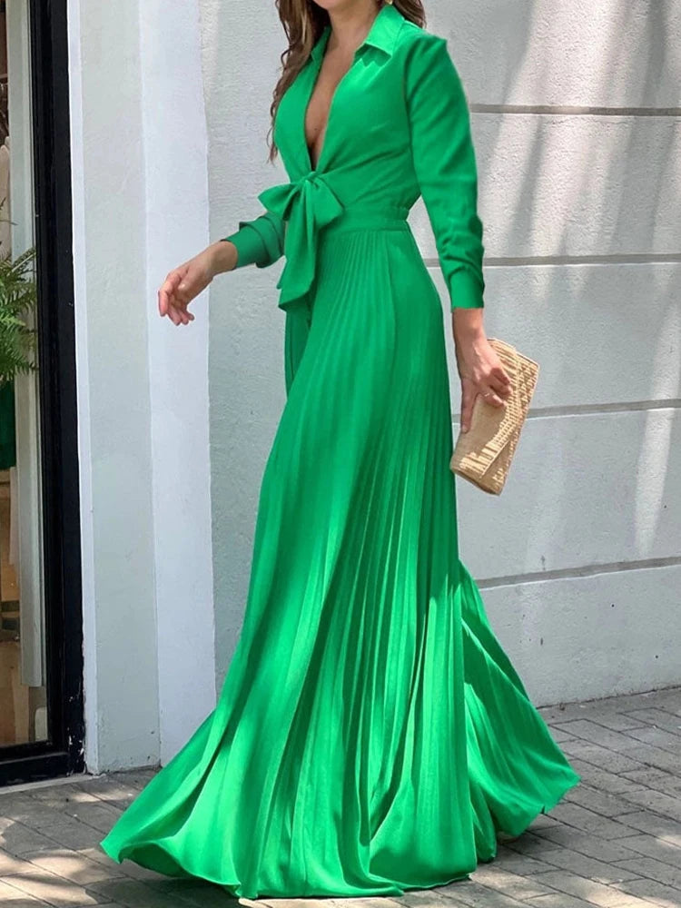 Autumn Winter Fashion V-neck Long Sleeve Elegant Blouse Print Lapel Top Women Solid Color Loose Casual Wide Leg Jumpsuit