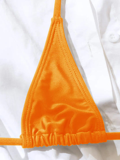 2025 New Triangle Tie-Front Sexy Bikini Two-Piece Swimsuit for Women