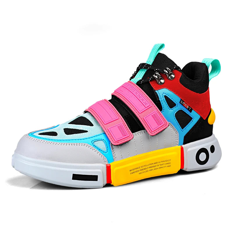 Wudao student couple sports board shoes Women's new non-slip thick soled sports shoes men ventilated Velcro casual shoes