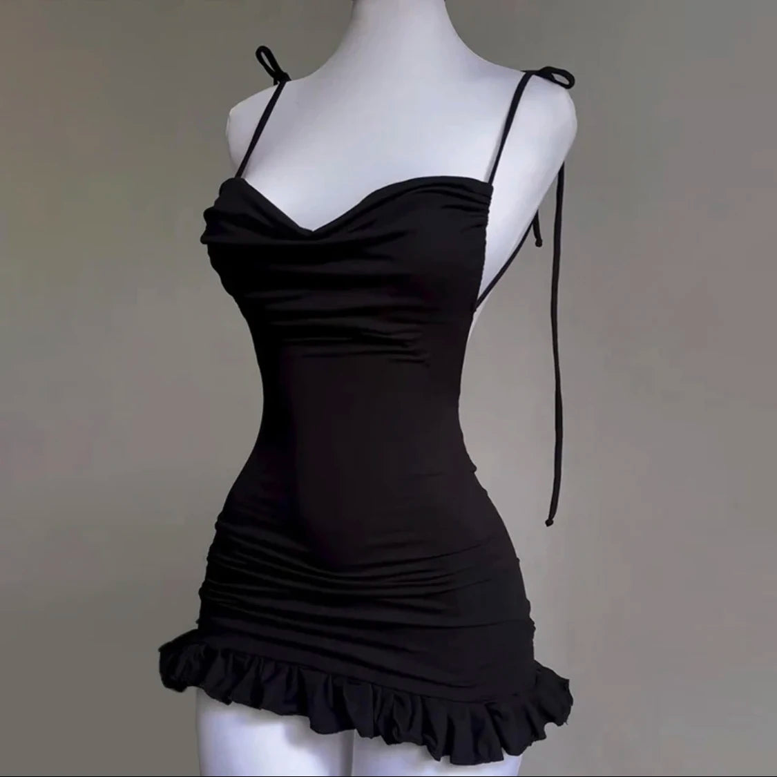 2024 European and American new dress with summer high-end feel Y2K sexy backless lace up spicy girl's hip hugging skirt