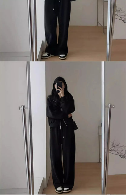 Autumn/Winter 2024 New Tea Matching Women's Clothing Set Plus Size Elegant Casual Salt System Sweatshirt Two-Piece Suit