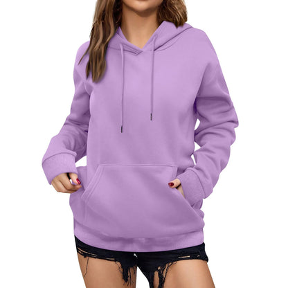 y2k Solid Minimalist Women's Hoodie, Long Sleeve With Pocket Casual Daily Wear 2024 Women Hoodies Autumn Sudadera de mujer