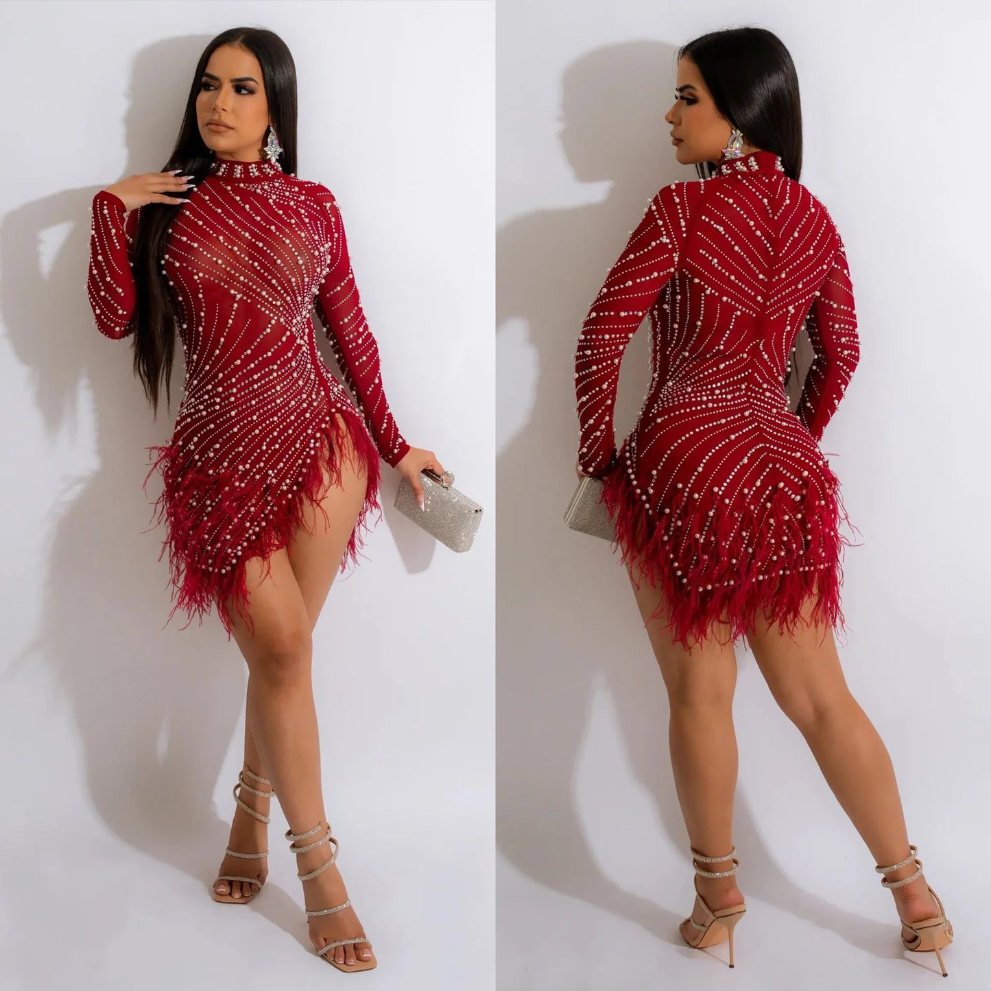 2022 Summer Fashion Sexy Tassel Mesh Embroidered Dress Women Irregular Short Skirt Mid-waist