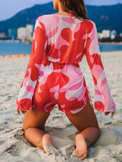 3 Pieces Triangle Halter String Bikini Long Sleeve Swimsuit Women Swimwear Female Bathers Bathing Swimming Swim Suit