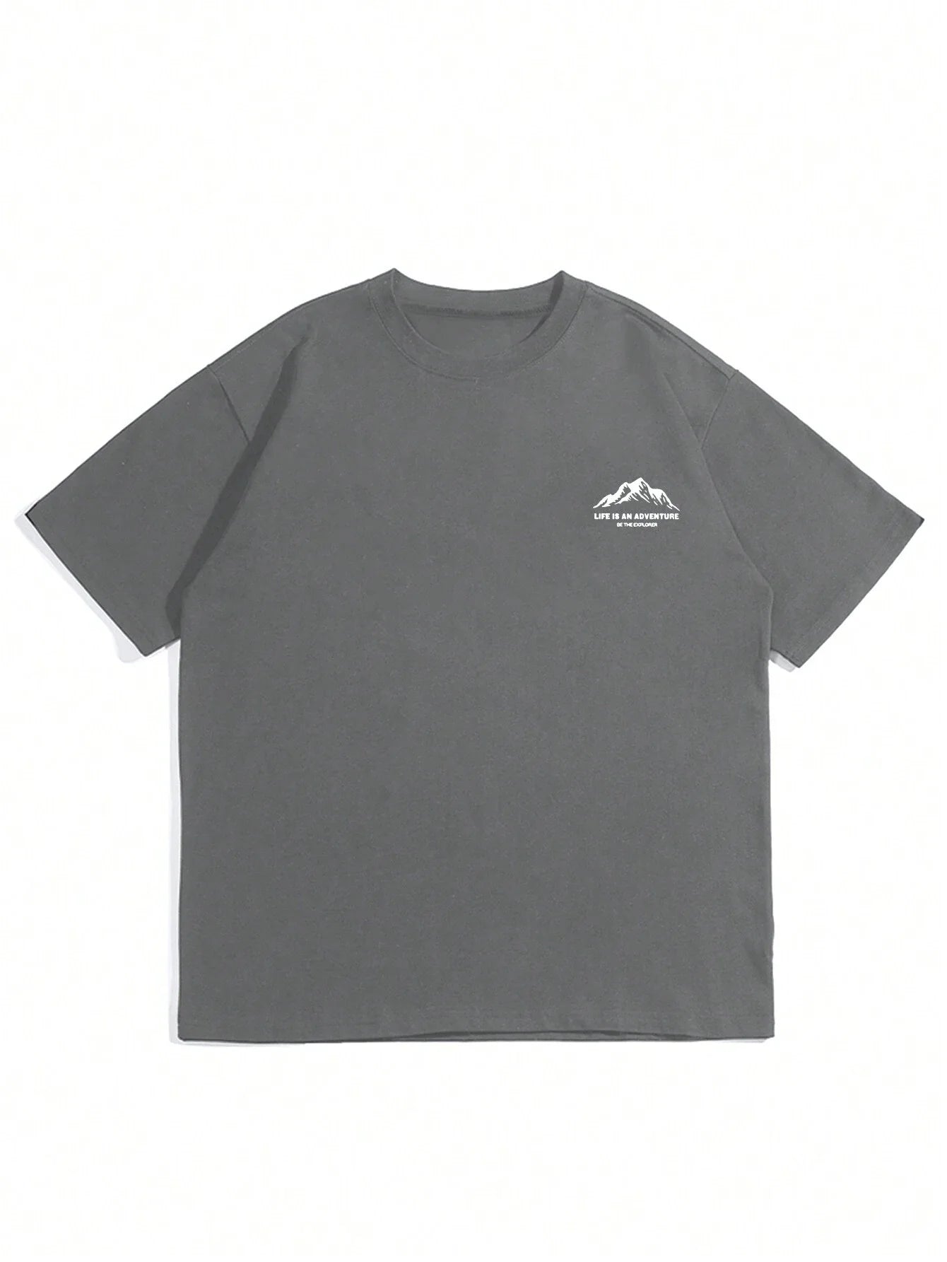 Summer men's 100% pure cotton casual loose plus size Letter And Mountain pattern printed round neck short sleeved T-shirt top