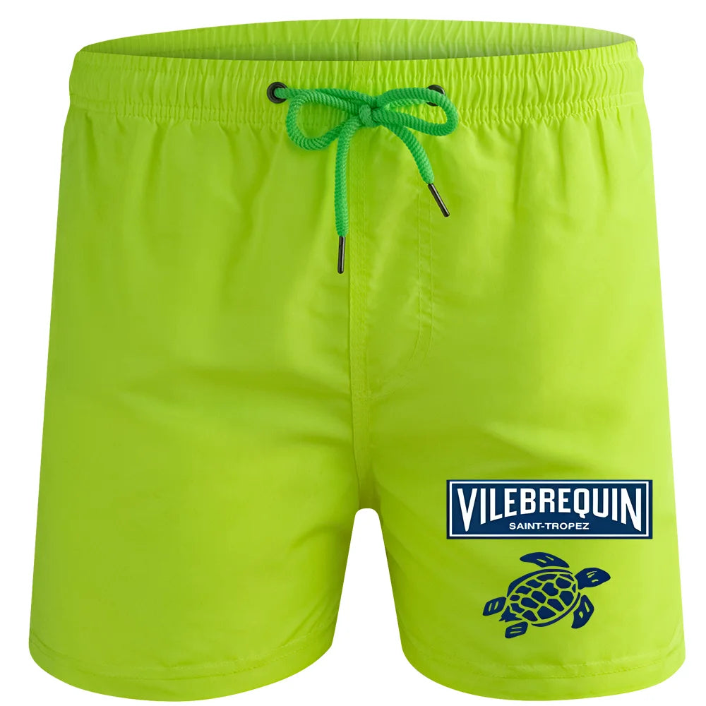 2025 new luxury beach shorts quick-drying men's swimsuit summer swimming trunks sports fitness running three-quarter pants men's