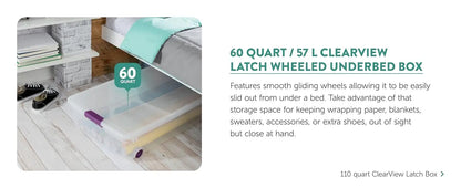 Sterilite 24-Pack 66 Quart ClearView Latch Box, Stackable Organizer Bins with Latching Lids - Clear Plastic Organization Contain