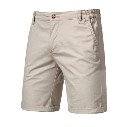 AIOPESON Summer 100% Cotton Solid Shorts Men High Quality Casual Business Social Elastic Waist Men Shorts 10 Colors Beach Shorts