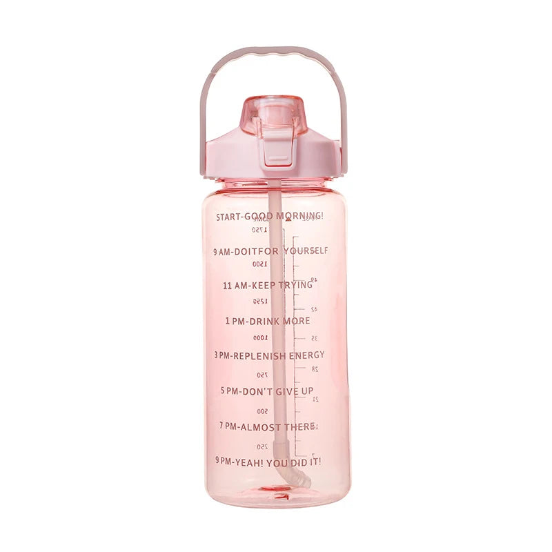 2 Liter Sports Water Bottle With Straw Men Women Fitness Water Bottles Outdoor Cold Water Bottlesc With Time Marker Drinkware1