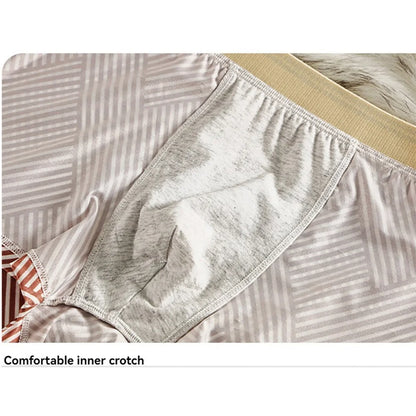 3PCS/Pack Fashion Striped Ice Silk Cool Breathable Men's Panties Comfortable Crotch Boxers Man High Elastic Waistband Underpants