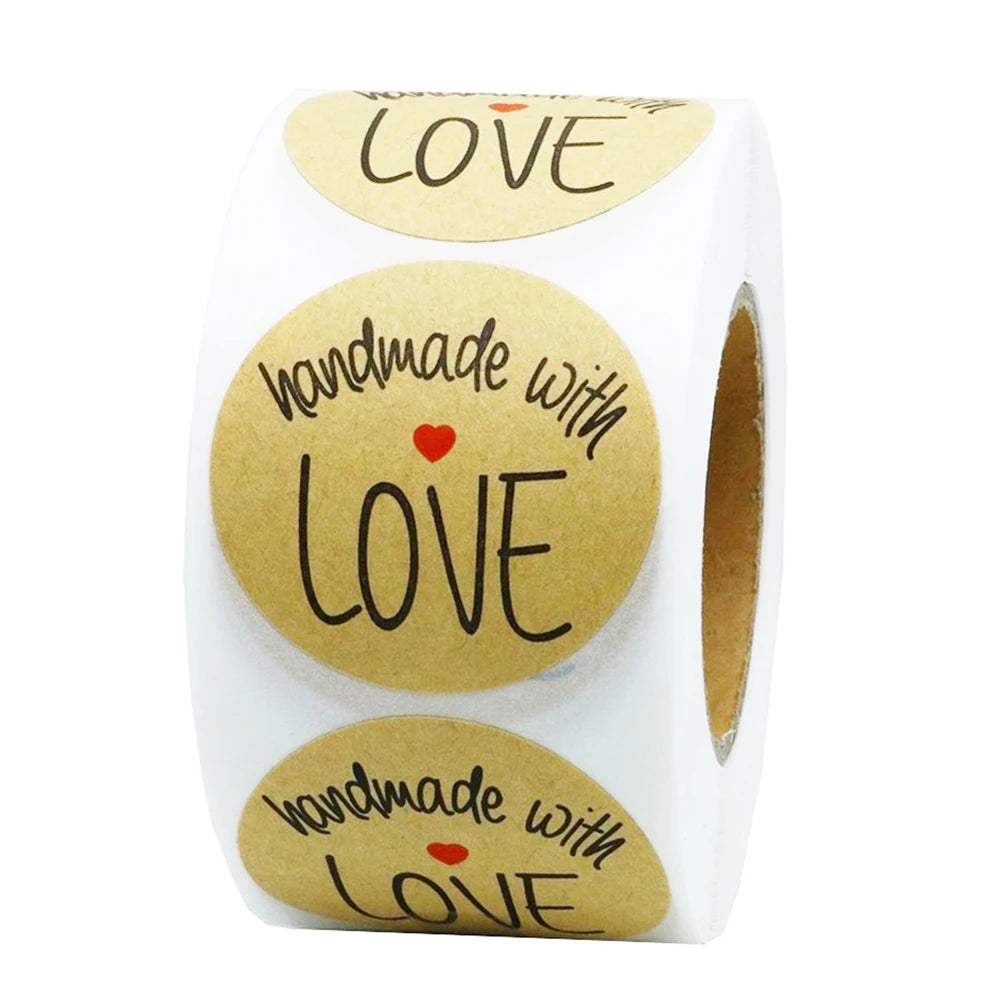 100-500pcs Vintage Kraft Paper Handmade With Love Stickers Scrapbook Gift Stationery Label Stickers Thank You For The Stickers