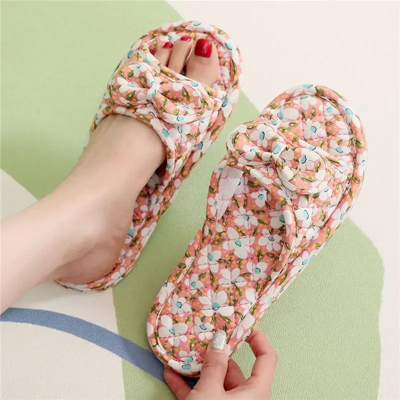2024 Cotton Shoes Women Household Slippers Indoor Floor Flip Flops Summer Simple Mute Slides Home Sandals Zapatos De Mujer