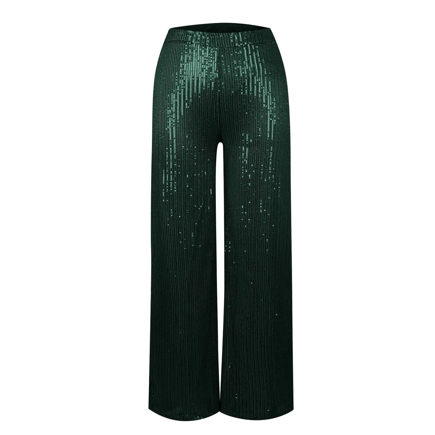 Women's Fashion Solid Color High Waist Sequin Side Zipper Draped Wide Leg Pants Pants for Women Women’s Pants Women’s Pants 2024