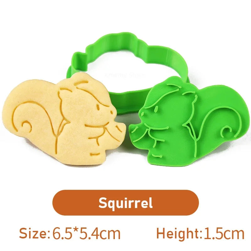 Autumn Leaves Squirrel Owl Fox Pattern 3D Biscuit Mould Thanksgiving Chestnuts Pine Cones Fondant Cookie Cutter Mold Baking Tool