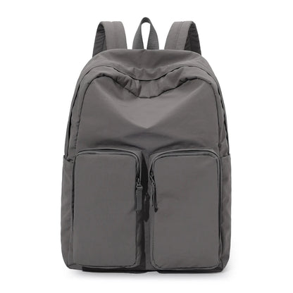 Water - resistant double - shoulder backpack. It has a large capacity, is lightweight and casual. Made of wrinkled and washed ny