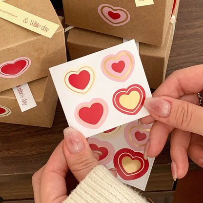 500pcs/roll New Red Heart Thank You Stickers Cute Heart-shaped Decorative Seal Labels for Wedding, Party Gifts, Business Package