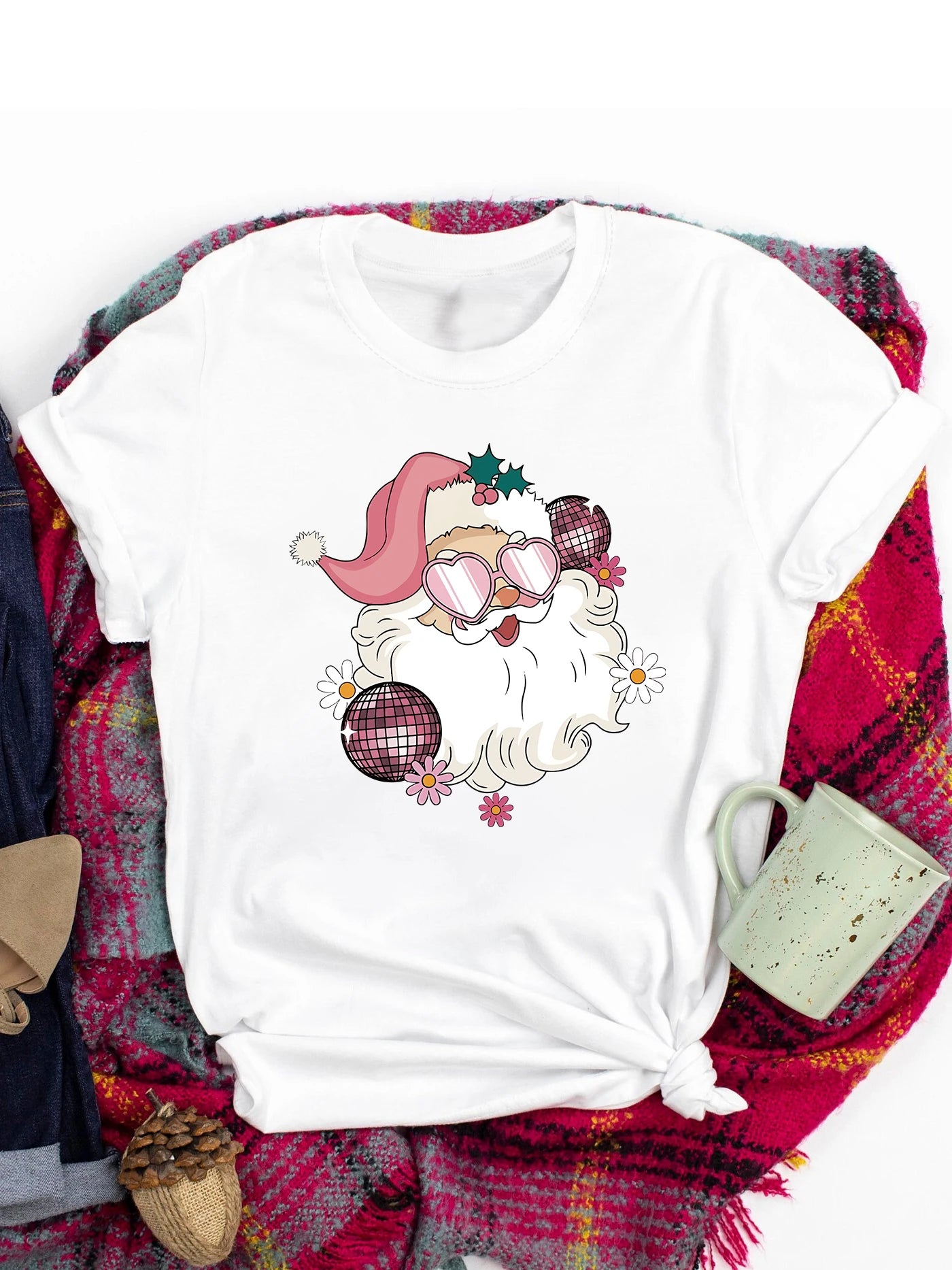 Spring and Summer Christmas Printed T-shirt, Casual Short Sleeve Round Neck T-shirt, Fashion Women's Clothing