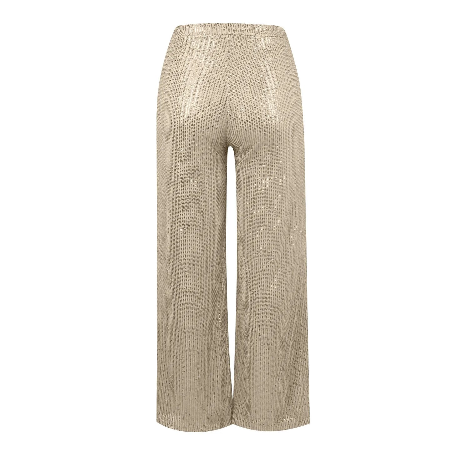 Women's Fashion Solid Color High Waist Sequin Side Zipper Draped Wide Leg Pants Pants for Women Women’s Pants Women’s Pants 2024