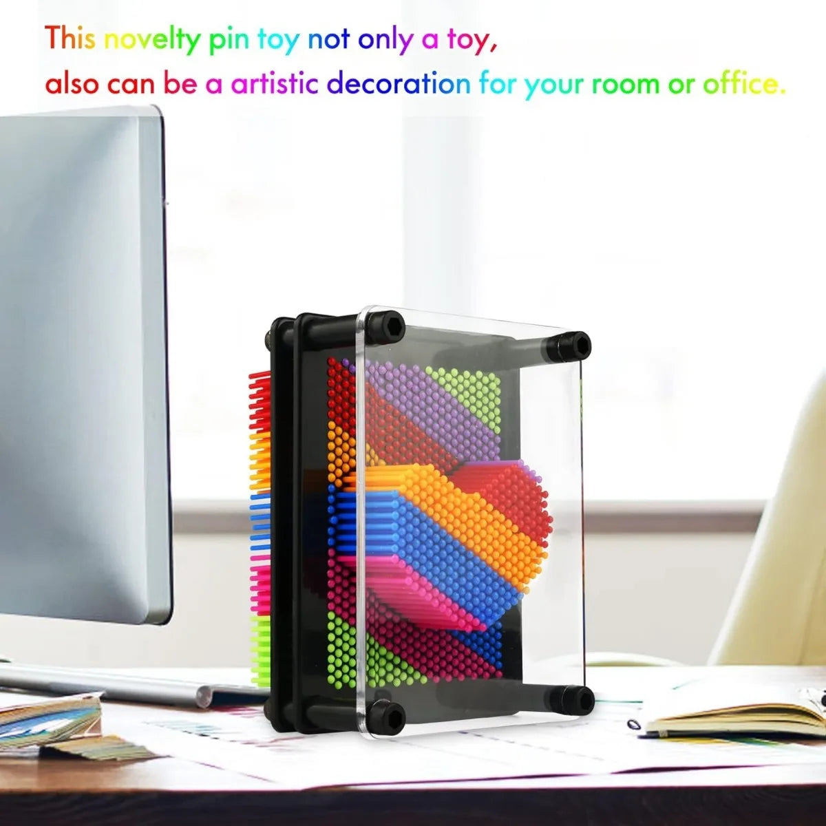 3D Pin Art Toys - Colorful Rainbow Creative Plastic Pin Art Board Unique for Christmas, Thanksgiving and Easter Gifts