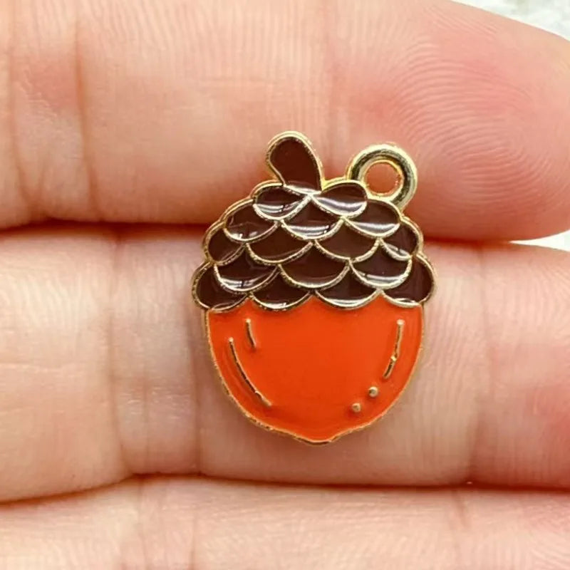 10pcs Enamel Thanksgiving Cake Pumpkin Sunflower Charms for Earrings Bracelets Pendants Making DIY Jewelry Accessories