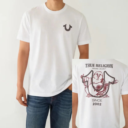 True Religion T-shirt Graphics T-shirt Men Cotton Graphic Crew Neck T-shirt Printed Short Sleeve Comfortable Breathable Top