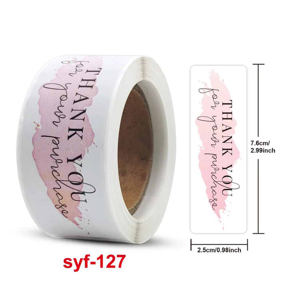 120Pcs Roll Creative DIY Flower Thank You Stickers for Handmade Products Stationery Business Envelope Lable for Gifts 1x3inch