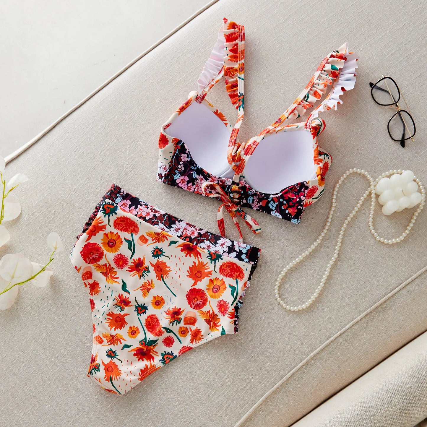 2024 New Sexy Brazilian Bikini Set Women Print Biquini Female Cut Bikinis Swimwear Push Up Swimsuit Bath Suit