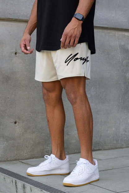 Woven Sports Quick Drying Black Shorts Men's Fitness Tide Brand Bodybuilding Slim Zipper Pocket Running Hip-hop Training Pants