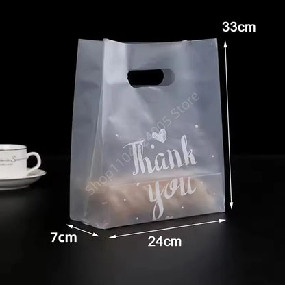 50Pcs Thank You Plastic Gift Bags Shopping Packaging Bag With Handle Christmas Wedding Party Favor Jewelry Clothing Wrapping Bag
