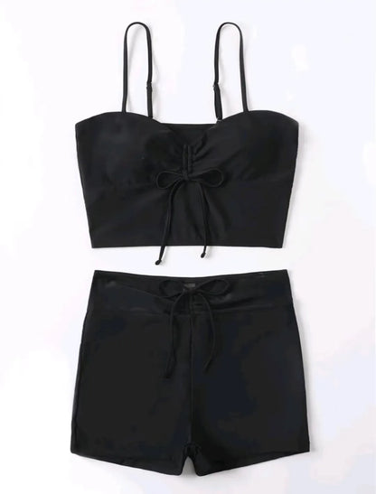 2025 Leaf Batch Swimsuit Women High Waist Bikini Set Drawstring Swimwear Female Padded Bathing Suit Swimming Beachwear Summer
