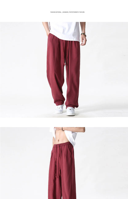 Summer Wide Leg Pants Men's Cotton Linen Harun Loose Pants Men Casual Elastic Waist Circumference Lantern Trousers Plus Size 5XL