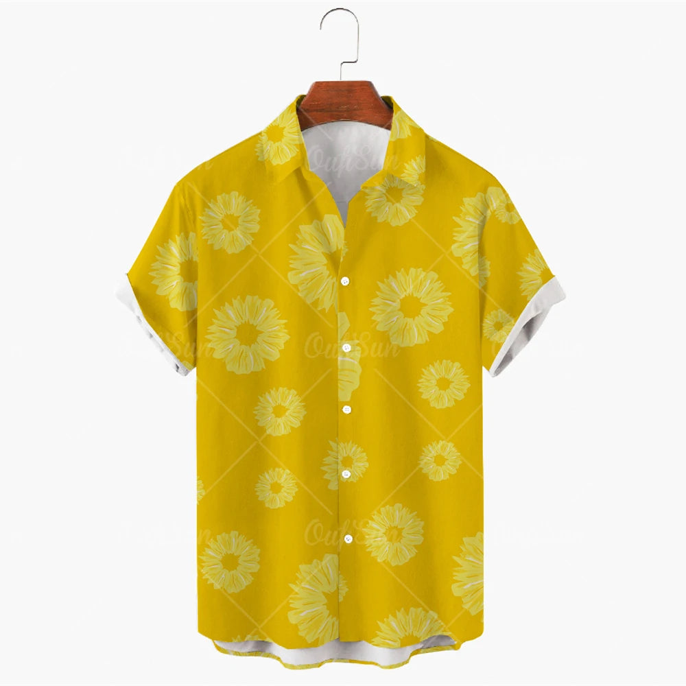 Summer 2024 Men's Short Sleeve Shirts Elegant Design Hawaiian Clothing Classic Fashion Tops