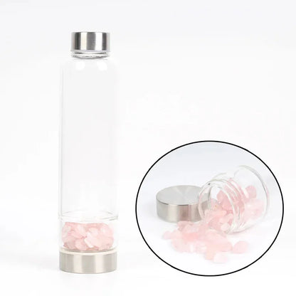 550ML Creative Natural Quartz Crystal Glass Water Bottle Irregular Stone Cup Point Wand Healing Infused Elixir Cup Natural Stone