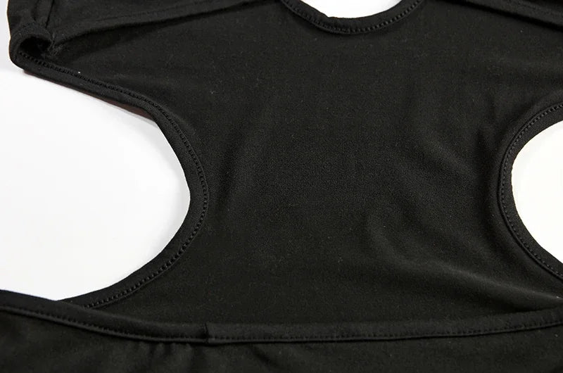 Spring Summer New European and American Solid Color Sexy Hollow Hanging Neck Tight Wrapped Hip Dress