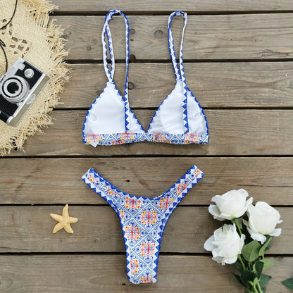 2024 New Sexy Brazilian Bikini Set Women Print Biquini Female Cut Bikinis Swimwear Push Up Swimsuit Bath Suit