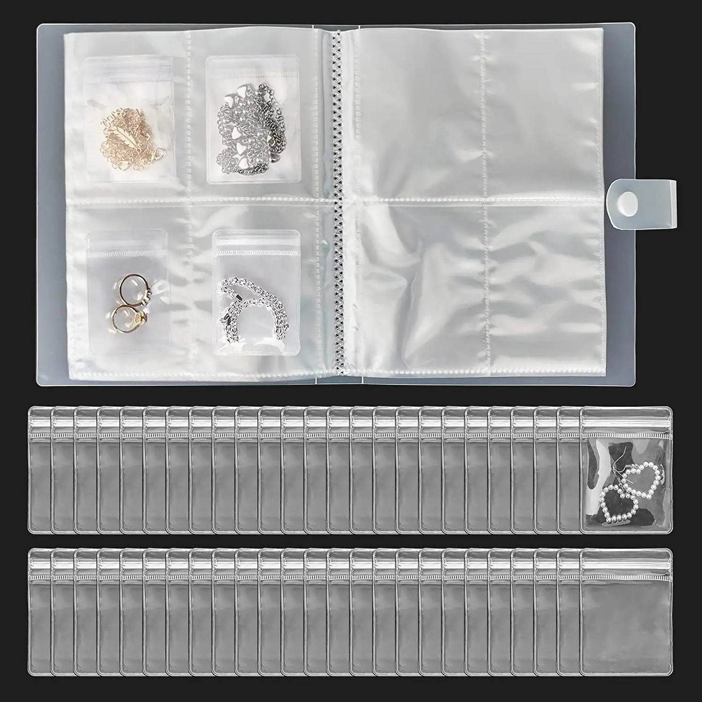 Anti-oxidation Jewelry Storage Albums Desktop Drawer Organizer BoxesTransparent Necklace Bracelet Ring Book Holder Jewelry Bag