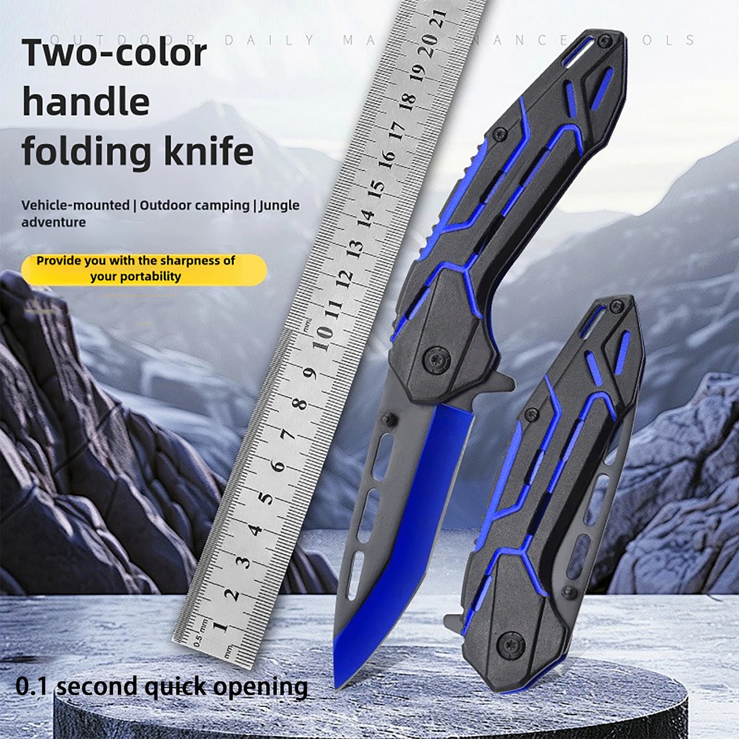 All steel portable folding knife, fruit knife, multifunctional outdoor tactical camping survival knife, hunting tool knife