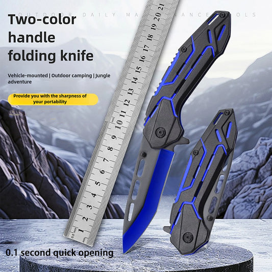 All steel portable folding knife, fruit knife, multifunctional outdoor tactical camping survival knife, hunting tool knife