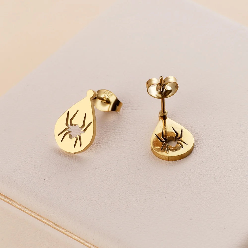 Stainless Steel Halloween Ghost Cat Stud Earrings For Women Girls Gold Color Waterproof Fashion Ear Party Jewelry Gift Wholesale