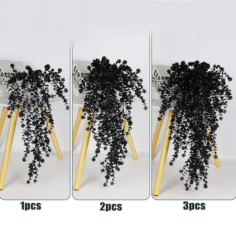 70CM Artificial Eucalyptus Plant Hanging Simulation Black Fake Hanging Vine Plants Diy Home Outdoor Halloween Thanksgiving Decor