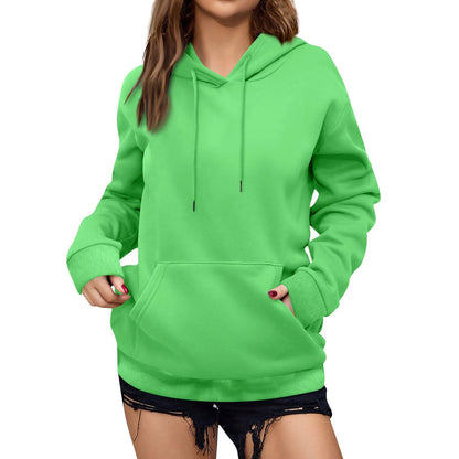 y2k Solid Minimalist Women's Hoodie, Long Sleeve With Pocket Casual Daily Wear 2024 Women Hoodies Autumn Sudadera de mujer