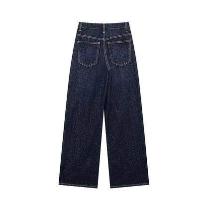 TRAF Women's Basic Hundred Jeans New Fashion Asymmetric Design High Waist Wide Leg Trousers Casual Women's Straight Leg Jeans