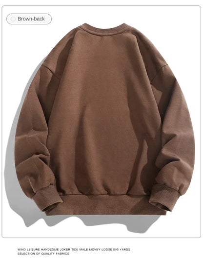 2024 Spring Autumn New Men Casual Sweatshirts Harajuku Loose Streetwear Tops O Neck Pullover Hoody Solid Mens Sweatshirts M-3XL