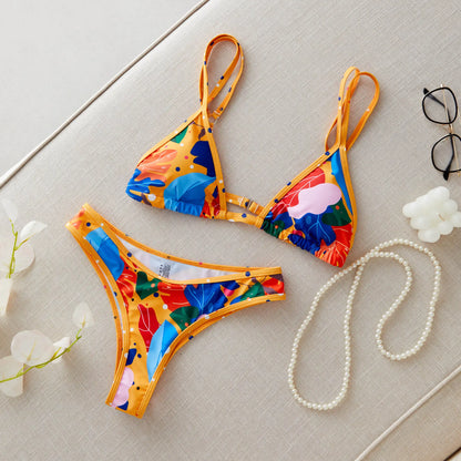 2024 New Sexy Brazilian Bikini Set Women Print Biquini Female Cut Bikinis Swimwear Push Up Swimsuit Bath Suit