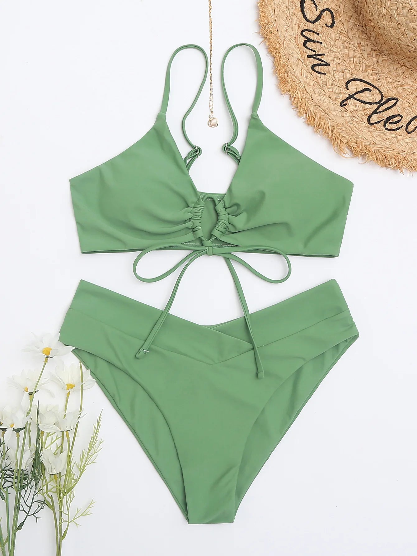 Summer Women's Leopard Patchwork Swimsuit Sexy Back Cross Lace-Up Swimwear High Waist Bikini Set Push Up Bathing Suit Beachwear