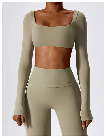 Women Sport Seamless Tops Long Sleeve Breathable Workout Slim T Shirts Athletic Running Gym Push-up Running Fitness Yoga Tops