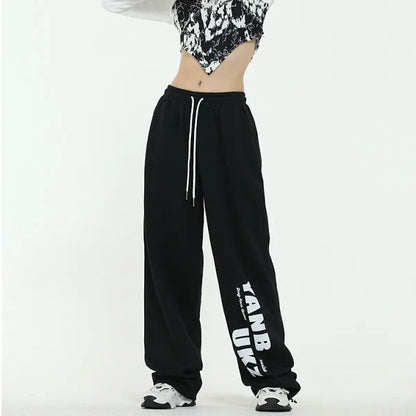 American Star Print Women Oversized Pants High Waist Loose Casual Sports Pants for Women Spring Summer Thin Woman Trouser Y2K