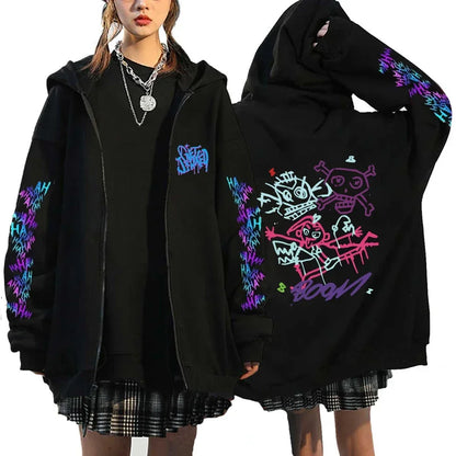 Arcane-Jinx Zipper Hoodie Monkey Graffiti Zip Up Jacket Men Women Game Lover Popular Sweatshirts HipHop Streetwear Pullover Gift